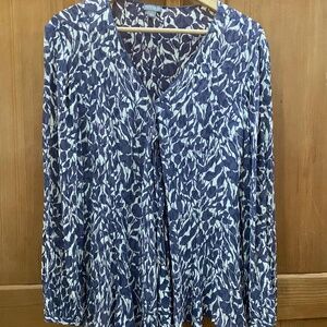 J. Jill V-neck Blouse Cream Lavender Mauve Sz L